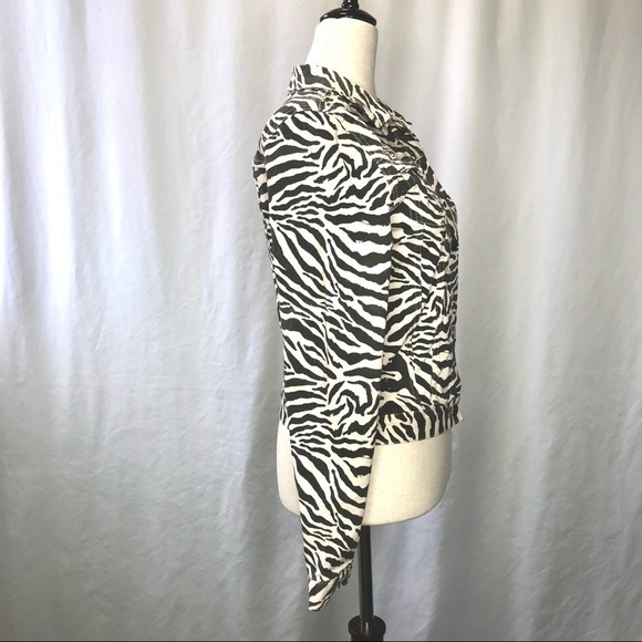 Karolina Kijak for H&M zebra print denim jacket off-white dark grey 13-14Y - Picture 3 of 8